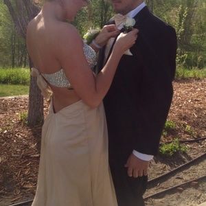 La Femme Tan Prom Dress
